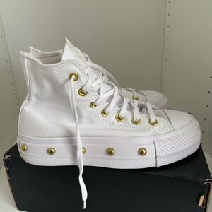 Converse Women's White Sneakers with Gold Accents